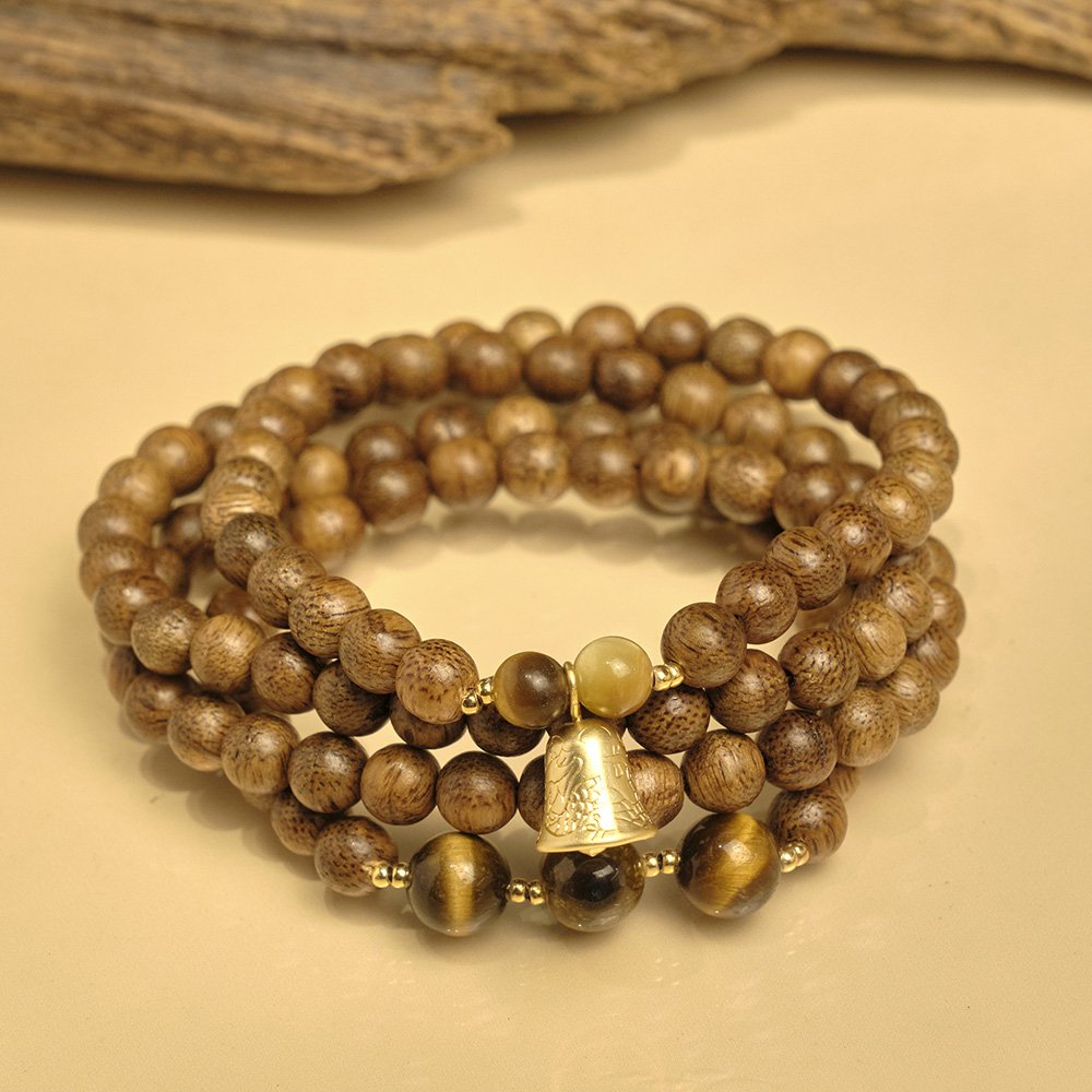 Vòng tay trầm hương - 8li tốc vườn 108 hạt - Kim Khánh Ngân Vượng