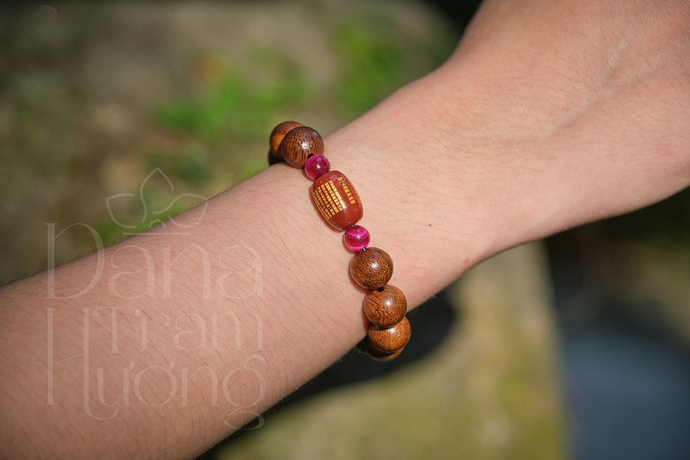 Vòng tay trầm hương Trầm tốc vườn 10li - phối lu đá bát nhã tâm kinh