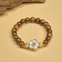 Vòng tay Trầm Hương, Trầm tốc vườn tròn đơn đan dây mix charm đá đơn giản thanh lịch 8li, theo mệnh phong thủy 