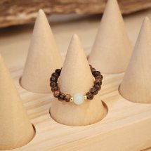 Nhẫn Trầm Hương, Trầm Sánh Ghép, Hạt 3li Phối Đá Ngọc Trơn DANA Trầm Hương