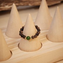Nhẫn Trầm Hương, Trầm Sánh Ghép, Hạt 3li Phối Đá Ngọc Trơn DANA Trầm Hương