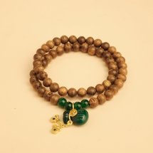 Vòng tay DANA Trầm Hương, Trầm tốc vườn 6li phối charm đá Phát Lộc An Xanh, 2 vòng