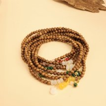 Vòng tay DANA Trầm Hương, Trầm tốc vườn 6li phối charm đá Phát Lộc An Xanh, 2 vòng