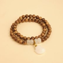 Vòng tay DANA Trầm Hương, Trầm tốc vườn 6li phối charm đá Cửu Vĩ Bảo Kim Trắng, 2 vòng