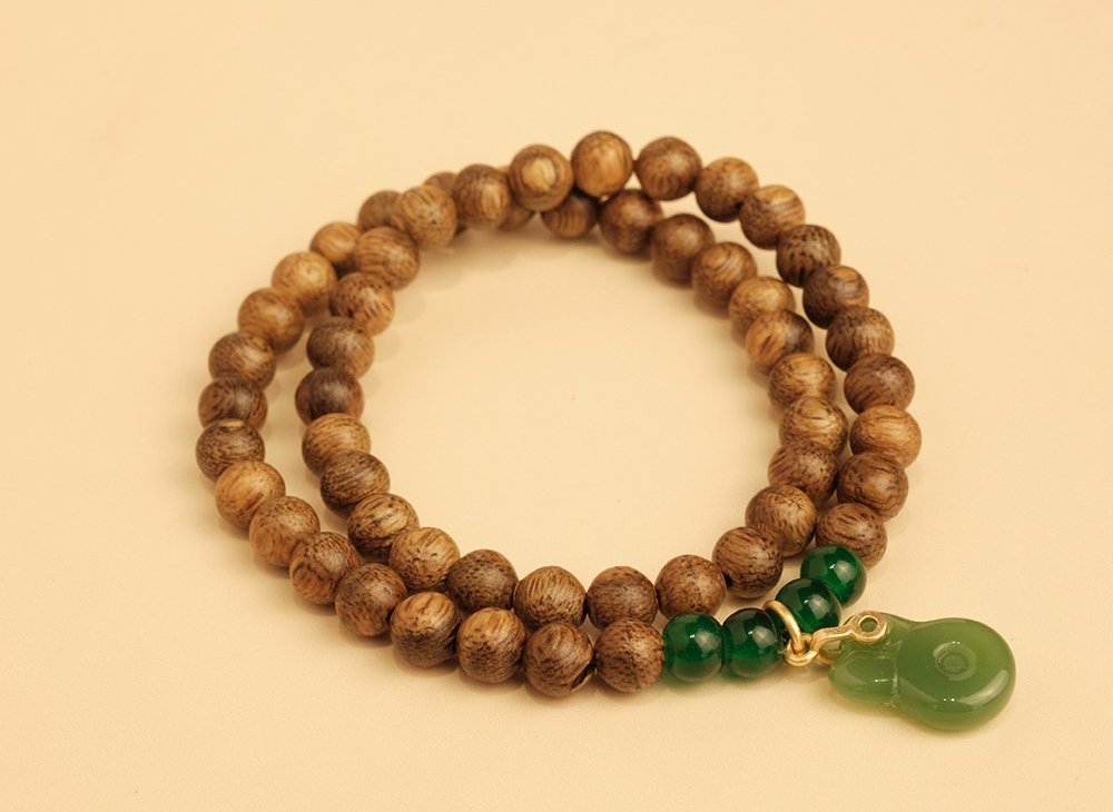 Vòng tay DANA Trầm Hương, Trầm tốc vườn 6li phối charm đá Phát Lộc An Xanh, 2 vòng