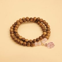 Vòng tay DANA Trầm Hương, Trầm tốc vườn 6li phối charm đá Cửu Vĩ Bảo Kim Trắng, 2 vòng