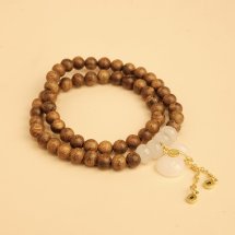 Vòng tay DANA Trầm Hương, Trầm tốc vườn 6li phối charm đá Cửu Vĩ Bảo Kim Trắng, 2 vòng